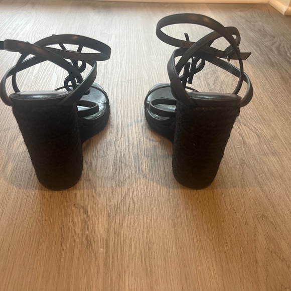 Cassandra Wedge Espadrilles In Leather With Black Monogram - Picture 3 of 4